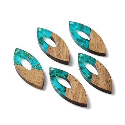 Transparent Resin & Walnut Wood Pendants RESI-N025-047A-02-1