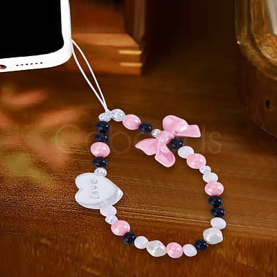 1Pc Valentine's Day Acrylic Beaded Mobile Straps for Women AJEW-LP0004-50-1