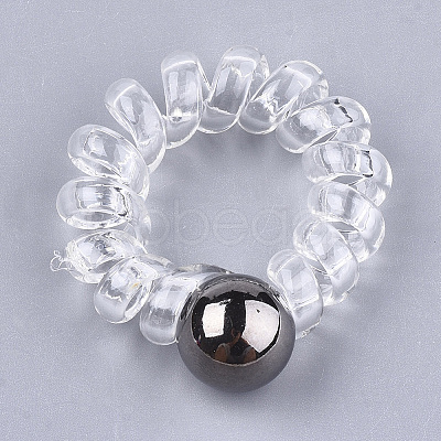 Plastic Telephone Cord Elastic Hair Ties OHAR-T006-21B-1
