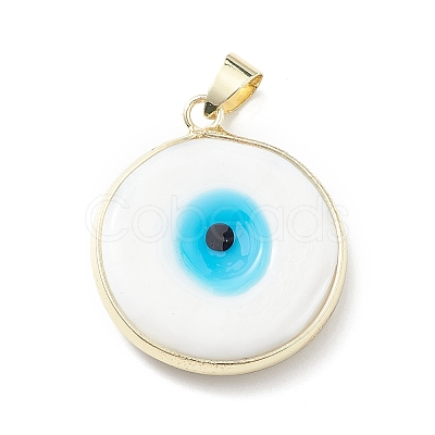 Handmade Evil Eye Lampwork Pendants LAMP-F031-03G-03-1