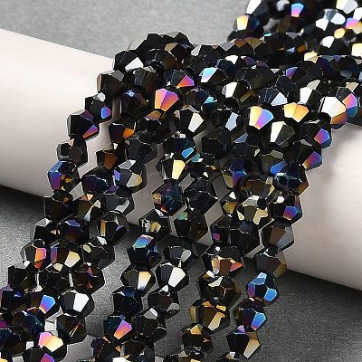 Opaque Solid Color Electroplate Glass Beads Strands EGLA-A039-P3mm-B17-1