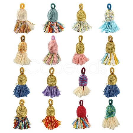 16Pcs 16 Colors Cotton Tassel Pendants FIND-YW0010-28-1