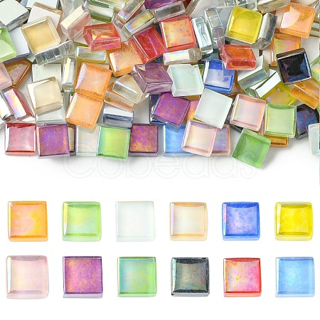 240Pcs 12 Colors Rainbow Iridescent Glass Cabochons DIY-CJ0003-10-1