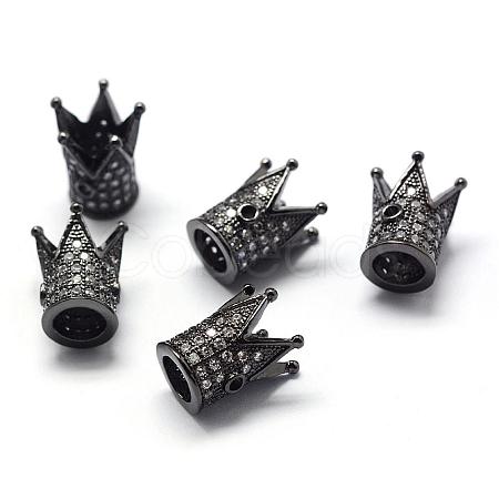 Rack Plating Brass Cubic Zirconia Beads ZIRC-S034-02B-1