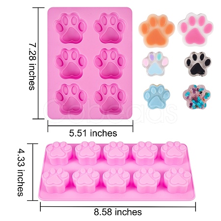 2Pcs 2 Styles Paw Shaped Fondant Molds DIY-SZ0002-69-1
