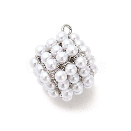 Rack Plating Brass with Plastic Pearl Pendants KK-L210-012P-01-1