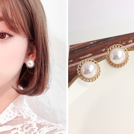 Alloy Imitation Pearl Stud Earrings for Women WG29476-34-1