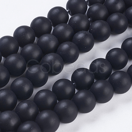 Synthetic Black Stone Bead Strands G-R345-10mm-38-1-1