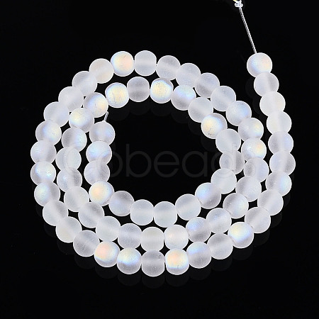 Frosted Imitation Jade Glass Beads Strands GLAA-T032-J6mm-MBB02-1