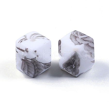 Printed Silicone Focal Beads SIL-WH0021-07C-1
