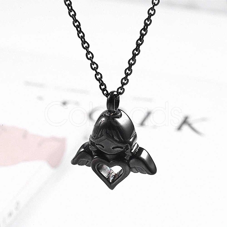 Angel with Heart Urn Ashes Pendant Necklace BOTT-PW0001-031EB-1