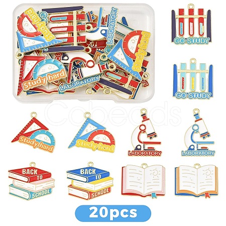 20Pcs 10 Styles Alloy Enamel Pendants ENAM-YW0009-32-1
