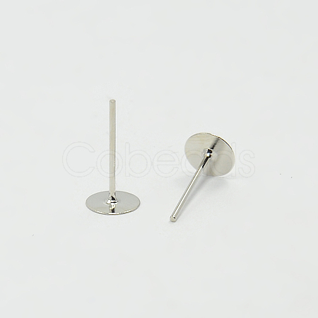 Earring Findings Flat Round Blank Peg Ear Studs X-E013-NF-1