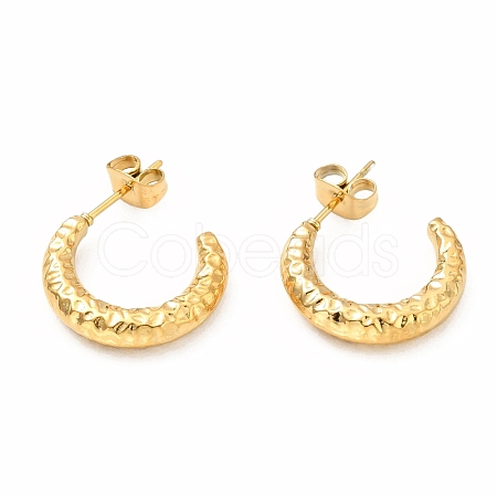 Ion Plating(IP) 304 Stainless Steel Crescent Moon Stud Earrings EJEW-F283-05G-1