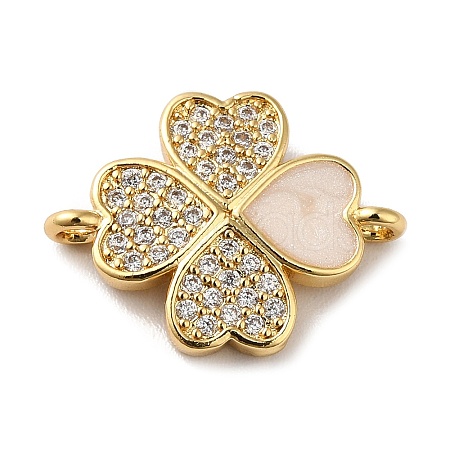Eco-Friendly Rack Plating Brass Micro Pave Clear Cubic Zirconia Connector Charms KK-F853-26G-1
