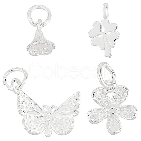 4Pcs 4 Styles 925 Sterling Silver Pendants Sets STER-GO0001-39-1