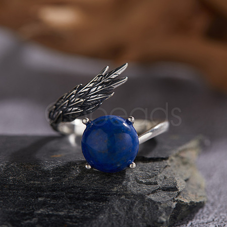 925 Sterling Silver with Natural Lapis Lazuli Finger Rings WGB2E64-21-1