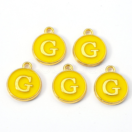 Golden Plated Alloy Enamel Charms ENAM-S118-09G-1