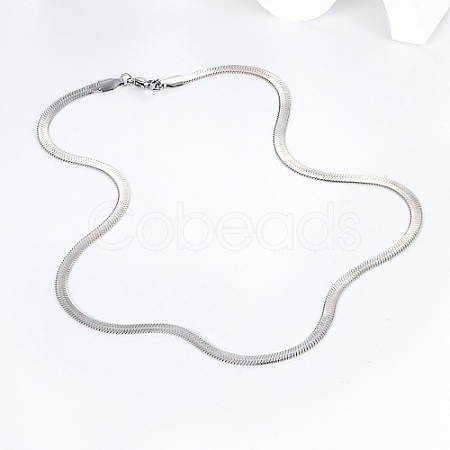 Non-Tarnish 201 Stainless Steel Herringbone Chain Necklace for Women NW8434-2-1