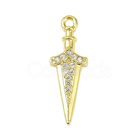 Brass Micro Pave Clear Cubic Zirconia Pendants KK-L238-14G-1