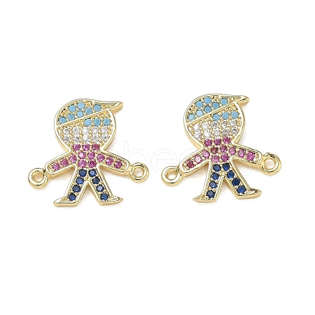 Brass Micro Pave Colorful Cubic Zirconia Connector Charms for Jewelry Making CU-CBAAA59-01G-02-1