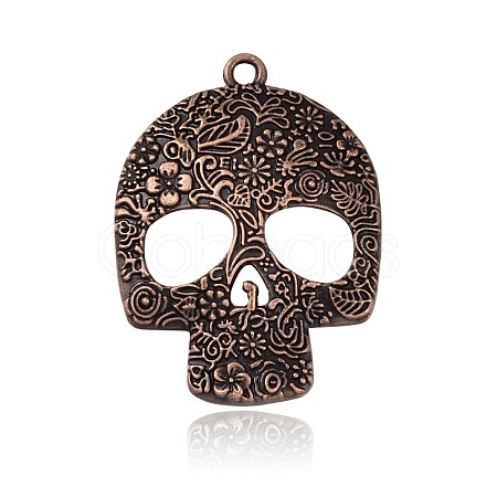 Day of the Dead Ornaments Tibetan Style Alloy Big Pendants TIBEP-M001-13R-NF-1