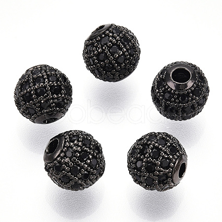 Rack Plating Brass Cubic Zirconia Beads ZIRC-S001-8mm-B04-1