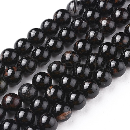 Natural Black Tourmaline Beads Strands G-F666-05-10mm-1