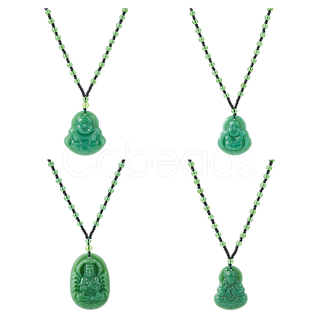 4Pcs 4 Styles Glass Pendant Necklaces NJEW-OC0001-04A-1