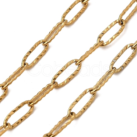 PVD Vacuum Plating 304 Stainless Steel Textured Paperclip Chains CHS-I009-01G-A-1