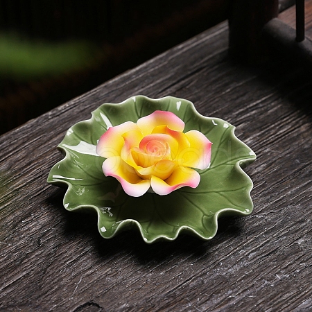 Lotus Leaf & Lotus Flower Porcelain Incense Burners PW-WG78E79-01-1