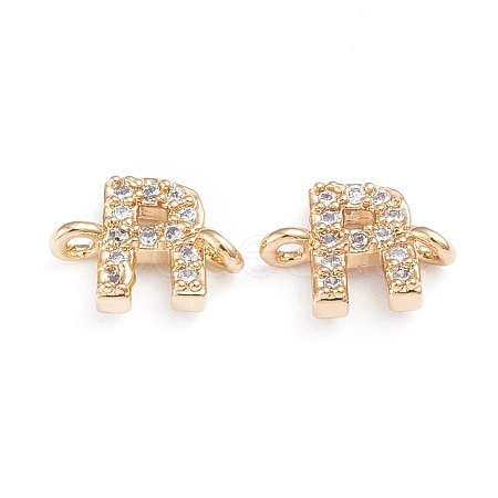 Brass Micro Pave Cubic Zirconia Letter Links X-ZIRC-I042-16G-R-1