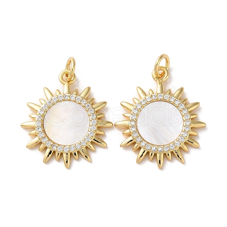 Brass Micro Pave Clear Cubic Zirconia Pendants KK-B083-36C-G-1