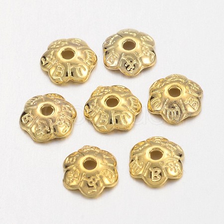 6-Petal Tibetan Style Alloy Flower Bead Caps LS-TIBE-S220-G-RS-1