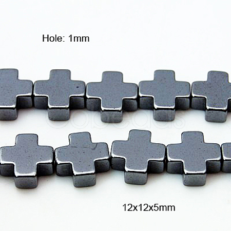 Non-Magnetic Synthetic Hematite Beads Strands G-G096-12x12x5mm-1