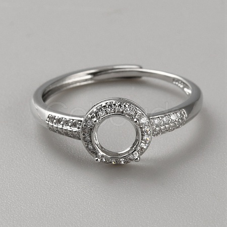 Sterling Silver Open Cuff Ring Findings STER-WH0061-21C-1