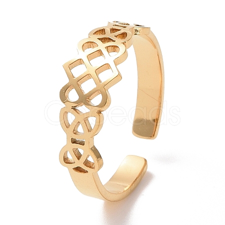 304 Stainless Steel Sailor's Knot Open Cuff Ring RJEW-P037-04G-1
