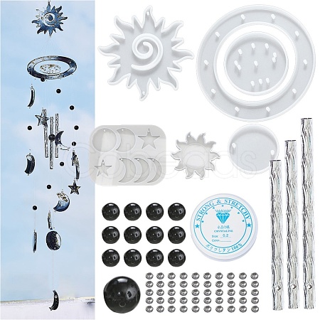 DIY Sun & Moon & Star Wind Chime Making Kits DIY-P028-20-1