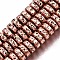 Electroplated Natural Lava Rock Beads Strands, Heishi Beads, Flat Round/Disc, Bumpy, Rose Gold Plated, 8x4mm, Hole: 1.2mm, about 105pcs/strand, 15.75 inch(40cm)