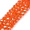 Electroplate Glass Beads Strands, AB Color Plated, Faceted, Rondelle, Orange Red, 8x6mm, Hole: 1mm, about 64~65pcs/strand, 15.75~16.14 inch(40~41cm)