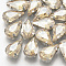 Sew on Rhinestone, Multi-strand Links, Glass Rhinestone, with Brass Prong Settings, Garments Accessories, Faceted, teardrop, Platinum, Pale Goldenrod, 12.5x8x5mm, Hole: 0.8~1mm