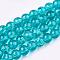 Crackle Glass Beads Strands, Round, Dark Turquoise, 4mm, Hole: 1.1mm~1.3mm, about 200pcs/strand, 31.4 inch