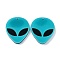 Opaque Acrylic Pendants, Alien Face, Sky Blue, 35.5x29.5x4mm, Hole: 1.8mm