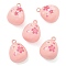 Cherry Bell Brass Pendants, Pink, 27.5x20.5x19mm, Hole: 2.8mm