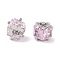 Brass Micro Pave Cubic Zirconia Beads, Square, Pearl Pink, Platinum, 8x8x6.5mm, Hole: 1.8mm