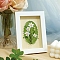 DIY Flower Pattern Photo Frame Embroidery Kits for Beginner, Including Printed Cotton Fabric, Embroidery Thread & Needles, Plastic Embroidery Hoops, Pale Goldenrod, 180x124mm