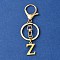 304 Stainless Steel Initial Letter Charm Keychains, with Alloy Clasp, Golden, Letter Z, 8.5cm