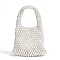 Woven Cotton Handbags, Women's Net Bags, Shoulder Bags, White, 30x21x8cm