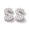 925 Sterling Silver Micro Pave Cubic Zirconia Beads, Real Platinum Plated, Letter S, 9x6x3.5mm, Hole : 2.5x1.5mm