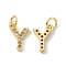 Real 18K Gold Plated Brass Micro Pave Clear Cubic Zirconia Charms, with Jump Ring, Letter.Y, 12x8x2.5mm, Hole: 3.4mm